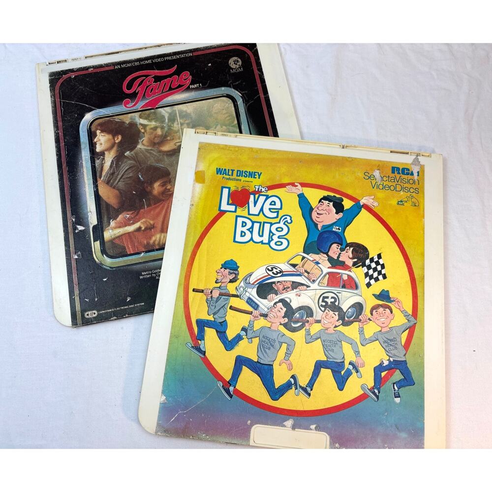 Vintage 1980's CED Video Disc FAME and THE LOVE BUG Retro Collectibles